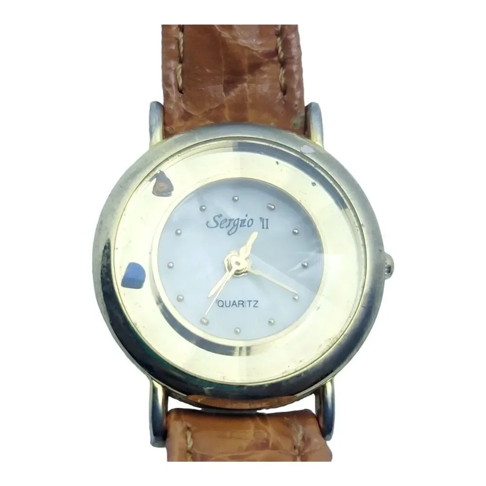 Vintage Sergio II Quartz F-BDDCJ Brown Lesther‎ Women's Watch